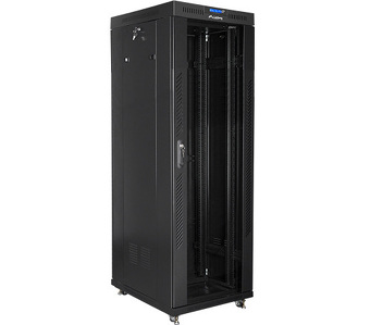 Miniatura produktu: Szafa instalacyjna Rack stojąca 19" 37U 600X800 czarna drzwi szklane LCD (Flat pack) Lanberg