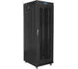 Szafa instalacyjna Rack stojąca 19" 37U 600X800 czarna drzwi perforowane LCD (Flat pack) Lanberg