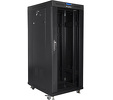Miniatura zdjęcia: Szafa instalacyjna Rack stojąca 19" 27U 600X800 czarna szklane drzwi LCD (Flat pack) Lanberg