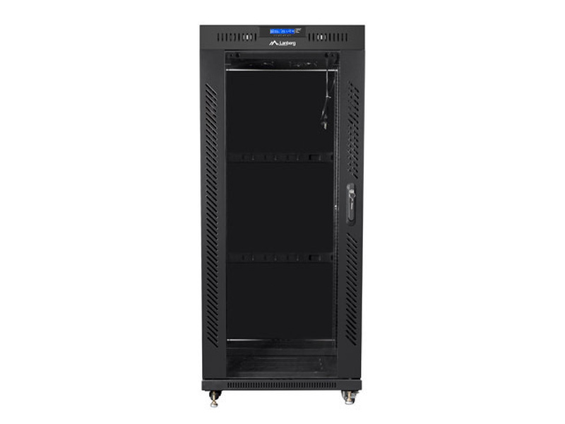 Zdjęcie produktu: Szafa instalacyjna Rack stojąca 19" 27U 600X600 czarna szklane drzwi LCD (Flat pack) Lanberg