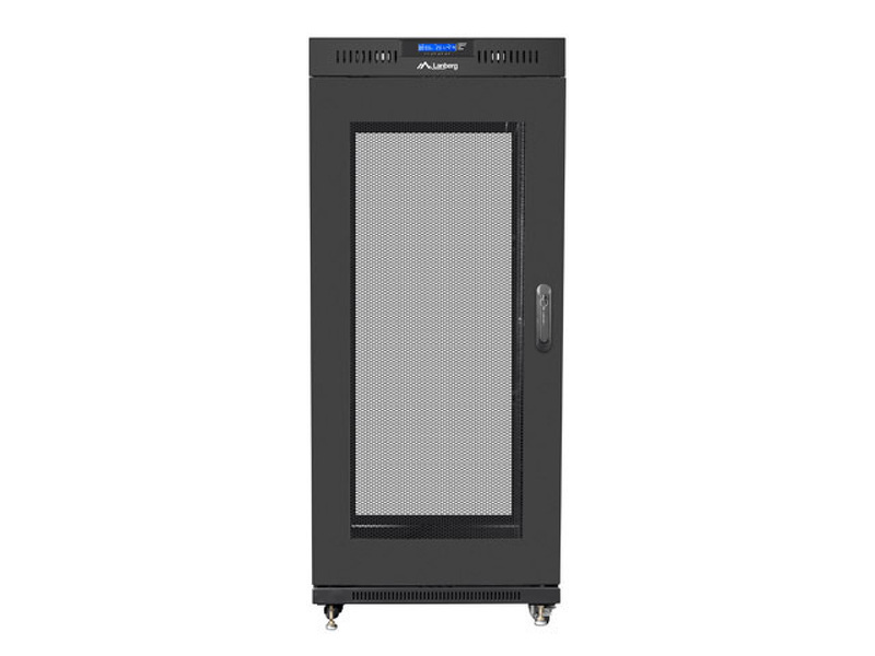 Zdjęcie produktu: Szafa instalacyjna Rack stojąca 19" 27U 600X800 czarna perforowane drzwi LCD (Flat pack) Lanberg