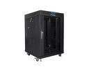 Szafa instalacyjna Rack stojąca 19" 15U 600X600 czarna szklane drzwi LCD (Flat pack) Lanberg
