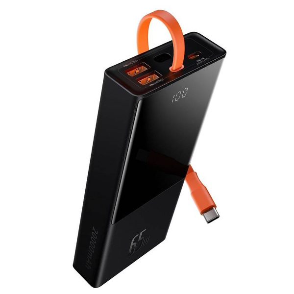 Zdjęcie produktu: Powerbank Baseus Elf, 20000mAh, 65W 2x USB / USB Typ C / wbudowany kabel USB Typ C Power Delivery Quick Charge - czarny (PPJL000001)