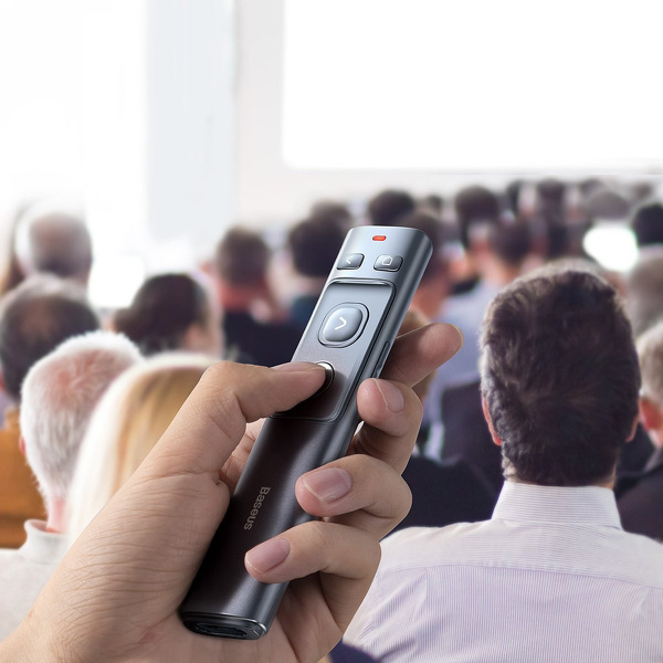 Zdjęcie produktu: Wielofunkcyjny pilot Baseus Orange Dot do prezentacji, ze wskaźnikiem laserowym, akumulatorowy - szary (WKCD000013)