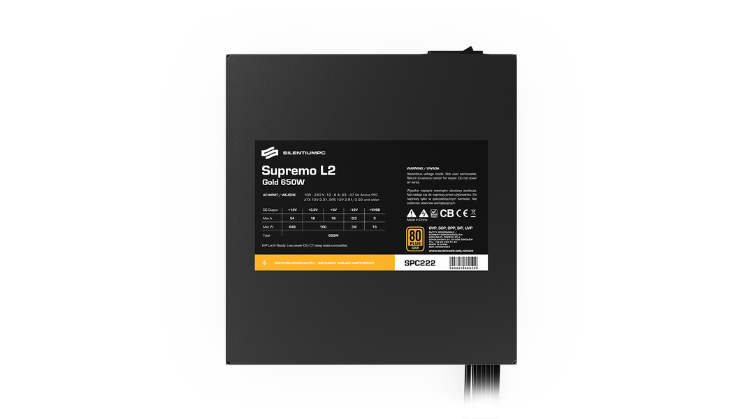 Zdjęcie produktu: Zasilacz SilentiumPC Supremo L2 Gold 650W