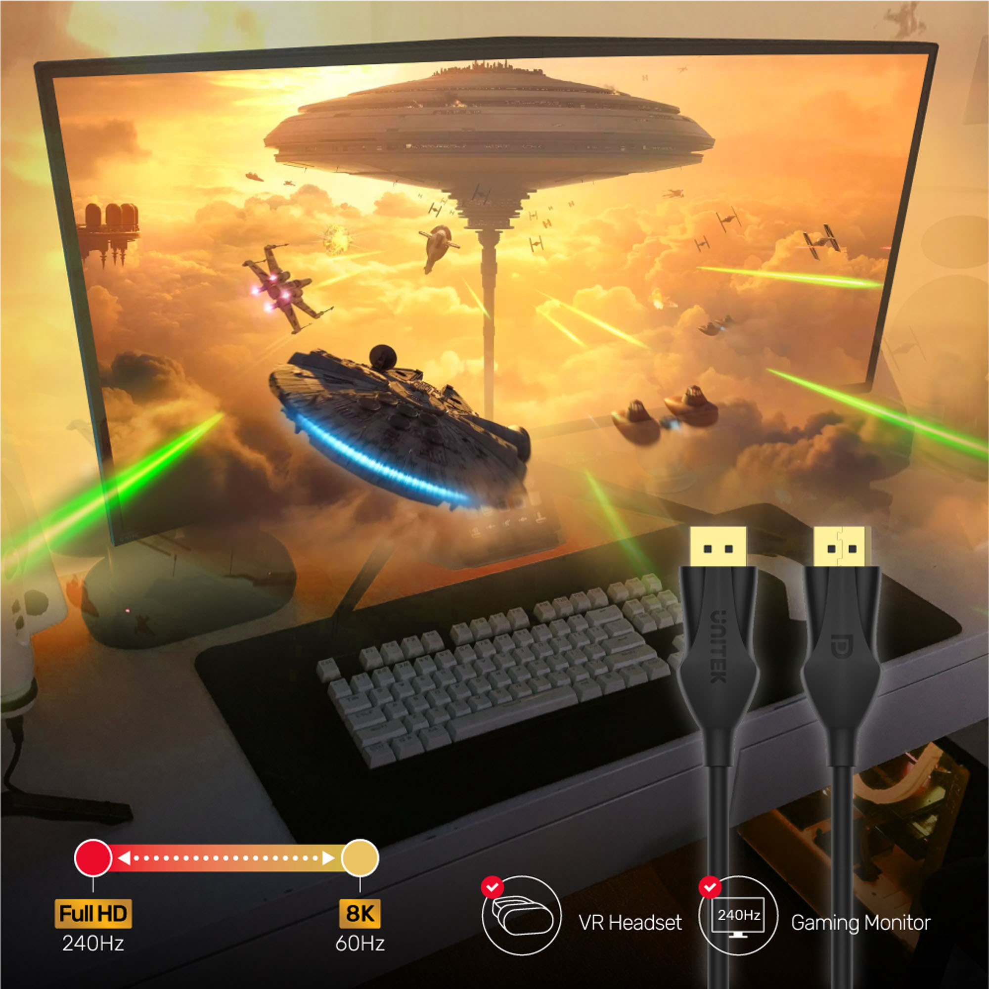 Unitek Przewód Displayport M/M 1.4 8K@60Hz 10m (C1624BK-10M) Unitek Przewód Displayport M/M 1.4 8K@60Hz 10m (C1624BK-10M)