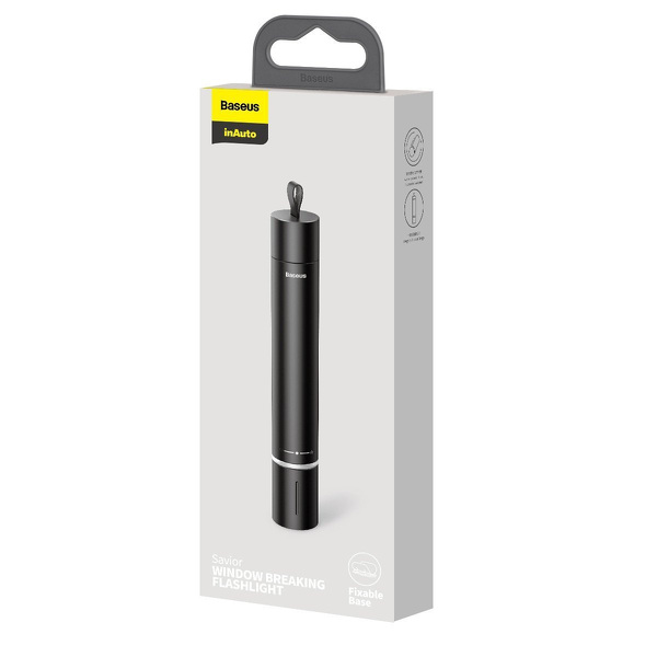 Zdjęcie produktu: Akcesorium samochodowe Baseus 2w1 młotek do szyb + latarka - czarne (CRSFH-B01)