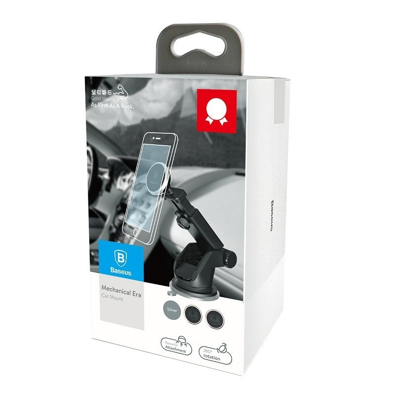 Samochodowy uchwyt magnetyczny do telefonu Baseus Solid Series teleskopowy na deskę rozdzielczą - srebrny (SULX-0S)