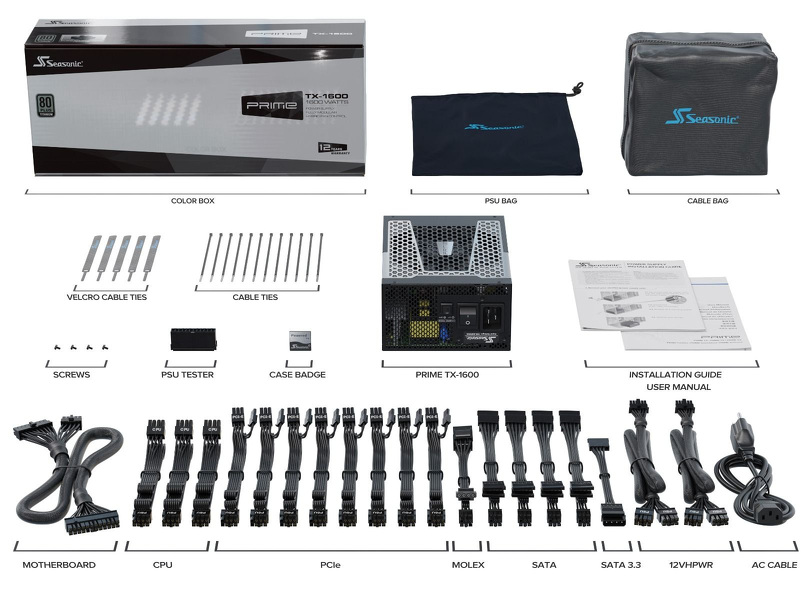 Zdjęcie produktu: Zasilacz Seasonic PRIME TX-1600 80Plus Titanium 1600W