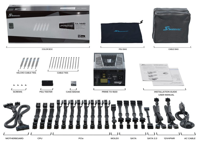 Zdjęcie produktu: Zasilacz Seasonic PRIME TX-1600 80Plus Titanium 1600W
