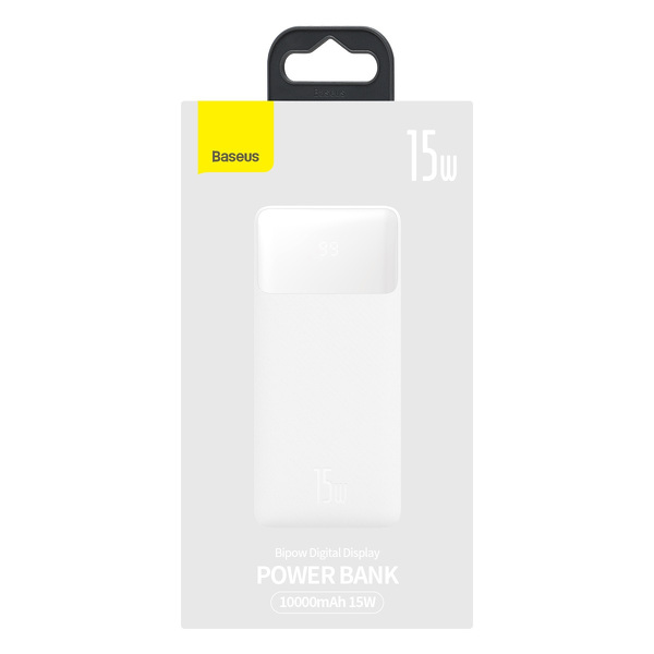 Zdjęcie produktu: Powerbank Baseus Bipow 10000mAh, 2xUSB, USB TYP-C, 15W - biały (PPDML-I02)