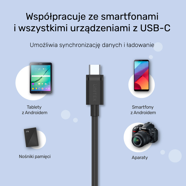 Zdjęcie produktu: Przewód ładujący USB 3.1 typ A - TYP-C M-M Unitek 2 m (C14103BK-2M)