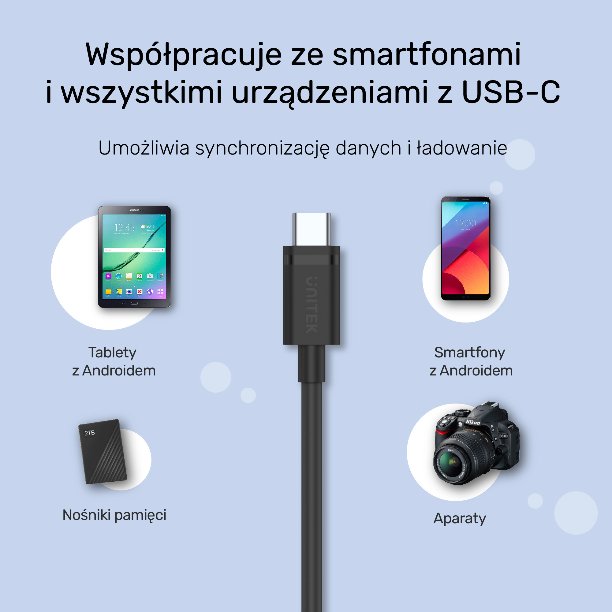 Przewód ładujący USB 3.1 typ A - TYP-C M-M Unitek 2 m (C14103BK-2M)