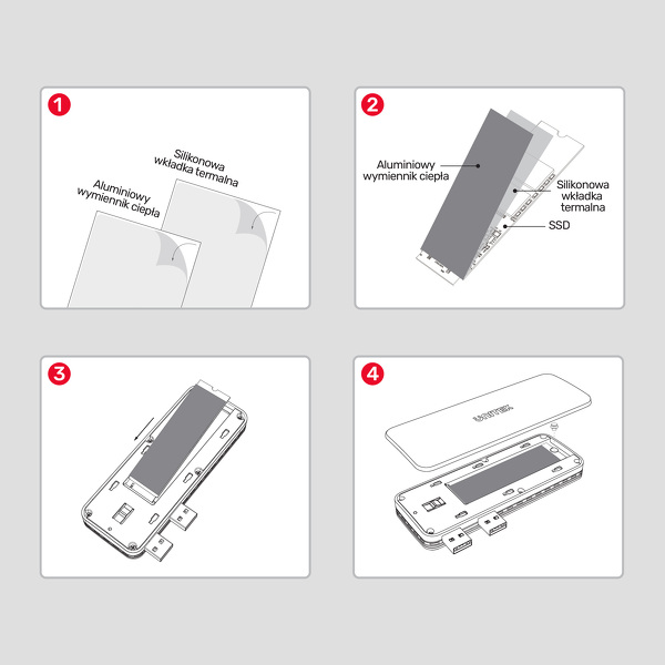 Zdjęcie produktu: Obudowa na dysk SSD M.2 (PCIe/NVMe) Unitek do PS5 10 Gbps (S1224A)