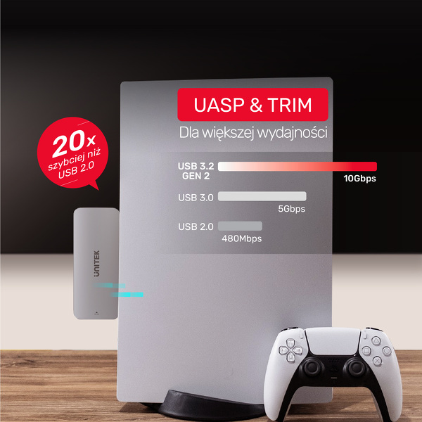 Zdjęcie produktu: Obudowa na dysk SSD M.2 (PCIe/NVMe) Unitek do PS5 10 Gbps (S1224A)