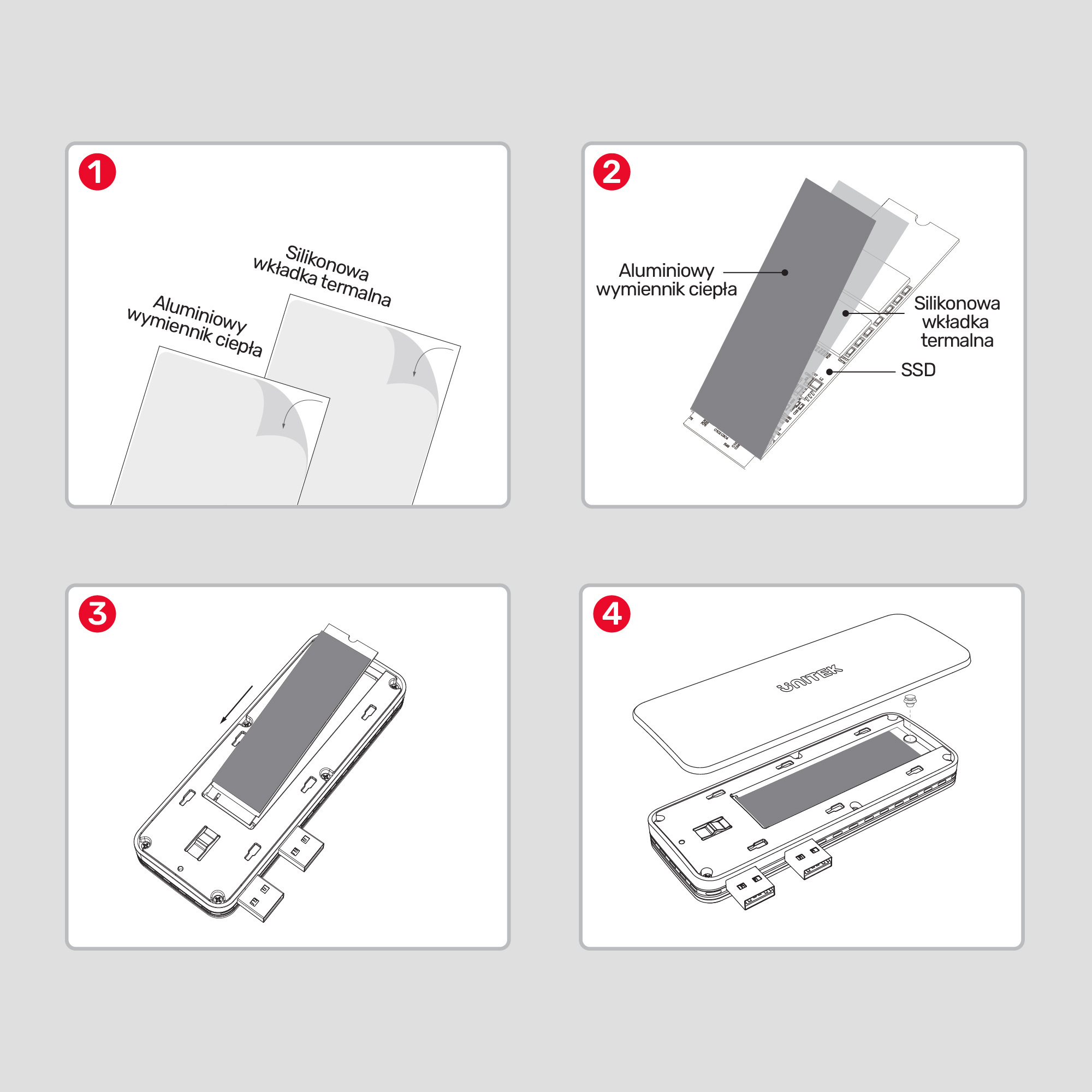 Obudowa na dysk SSD M.2 (PCIe/NVMe) Unitek do PS5 10 Gbps (S1224A)