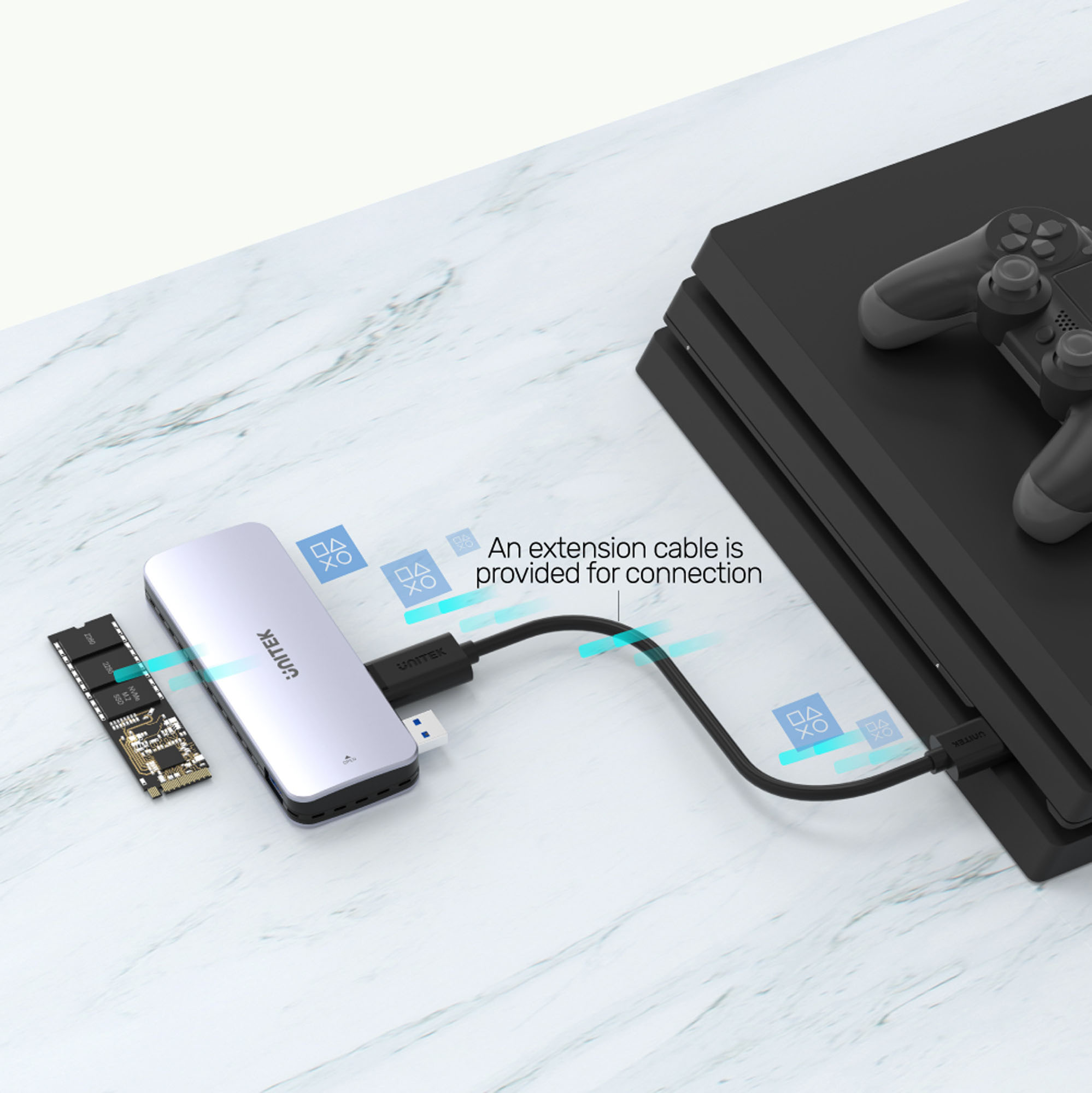 Obudowa na dysk SSD M.2 (PCIe/NVMe) Unitek do PS5 10 Gbps (S1224A)