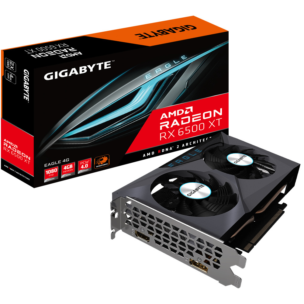 Gigabyte Radeon RX 6500 XT EAGLE 4GB PCI-E GDDR6 (GV-R65XTEAGLE-4GD) Gigabyte Radeon RX 6500 XT EAGLE 4GB PCI-E GDDR6 (GV-R65XTEAGLE-4GD)