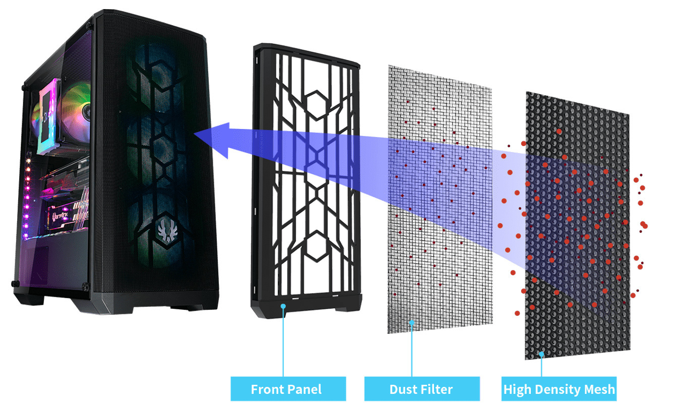 Obudowa do komputera BitFenix Nova Mesh SE TG ARGB, hartowane szkło, czarna