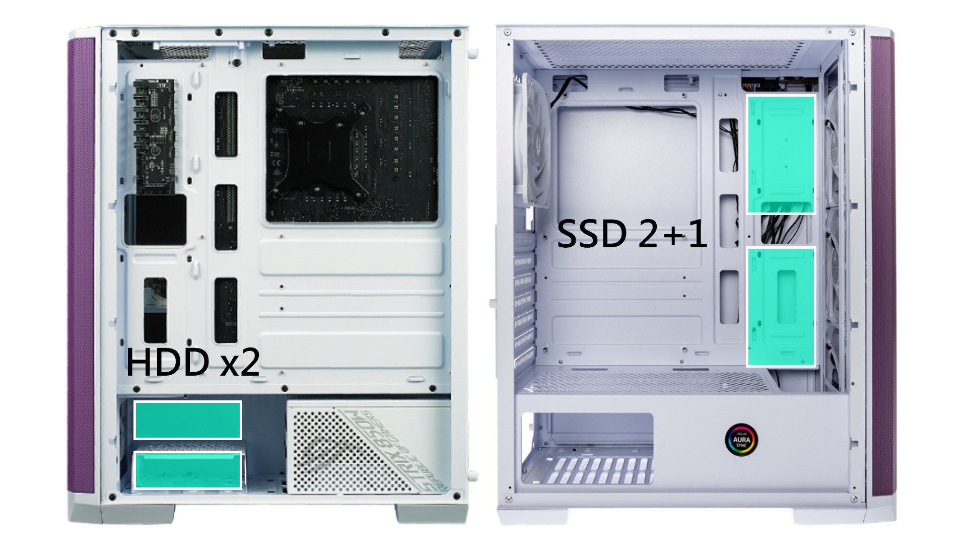 Obudowa do komputera BitFenix Nova Mesh SE TG ARGB, hartowane szkło, biało-fioletowa
