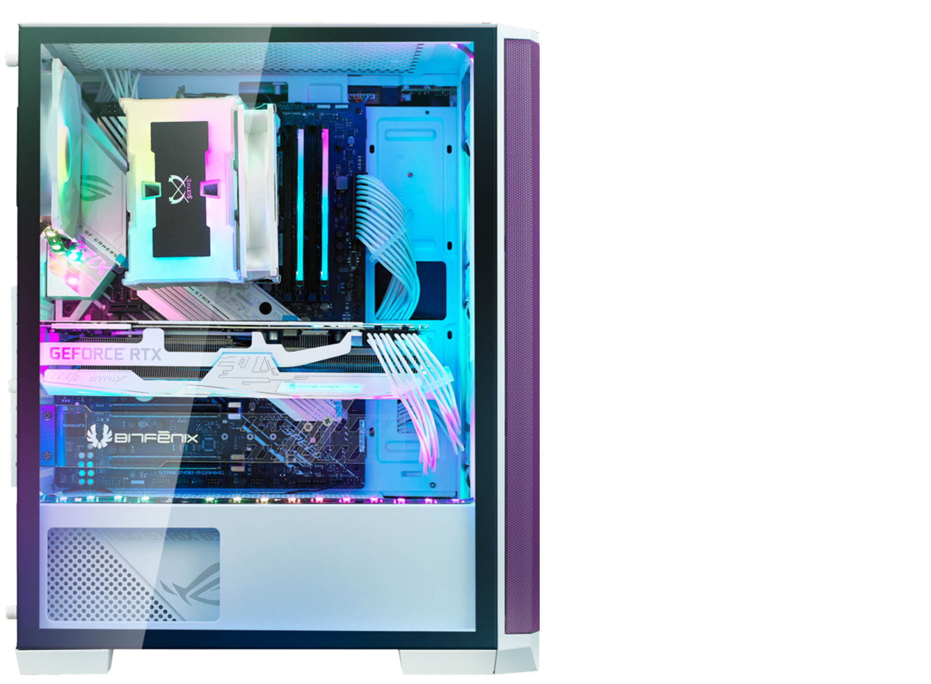 Obudowa do komputera BitFenix Nova Mesh SE TG ARGB, hartowane szkło, biało-fioletowa