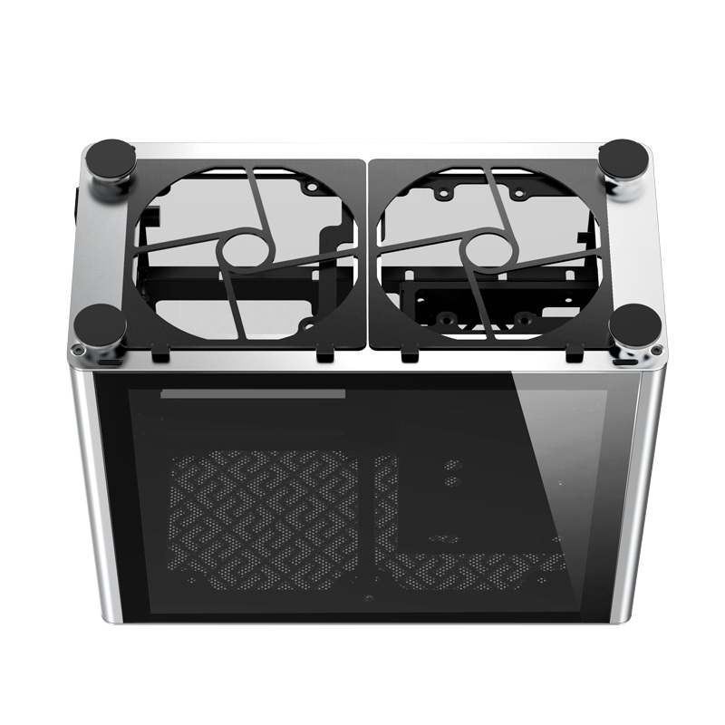 Obudowa do komputera Jonsbo A4 ITX, hartowane szkło srebrna