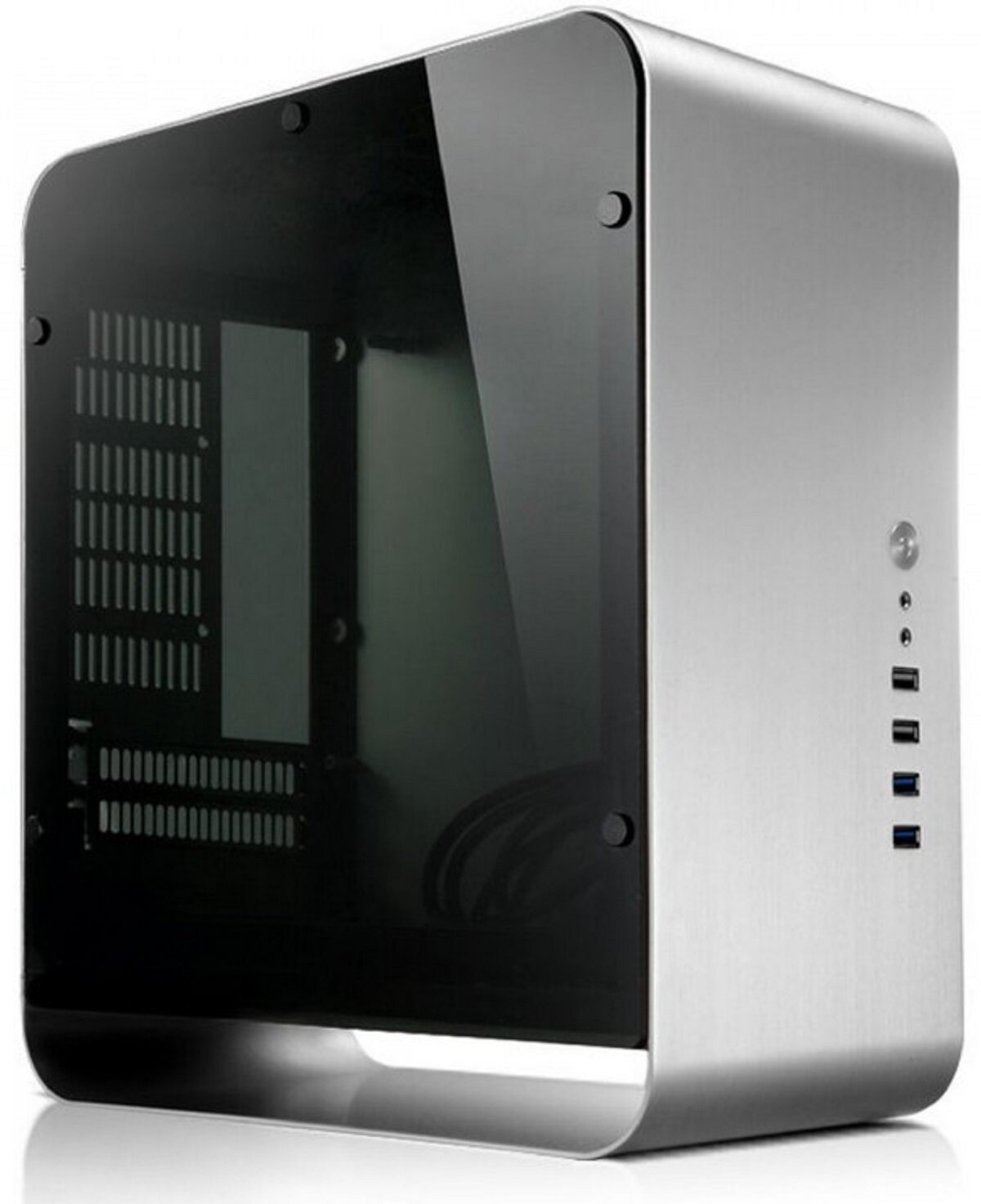 Obudowa do komputera Jonsbo UMX1 Plus Window ITX, hartowane szkło srebrna