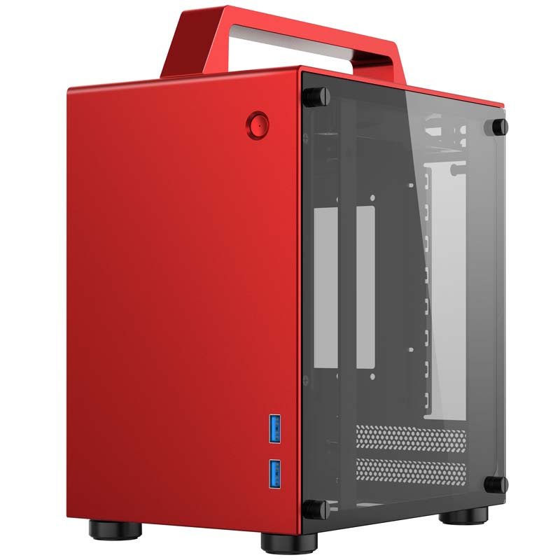 Obudowa do komputera Jonsbo T8 Mini-ITX, hartowane szkło czerwona