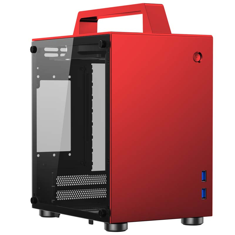 Obudowa do komputera Jonsbo T8 Mini-ITX, hartowane szkło czerwona