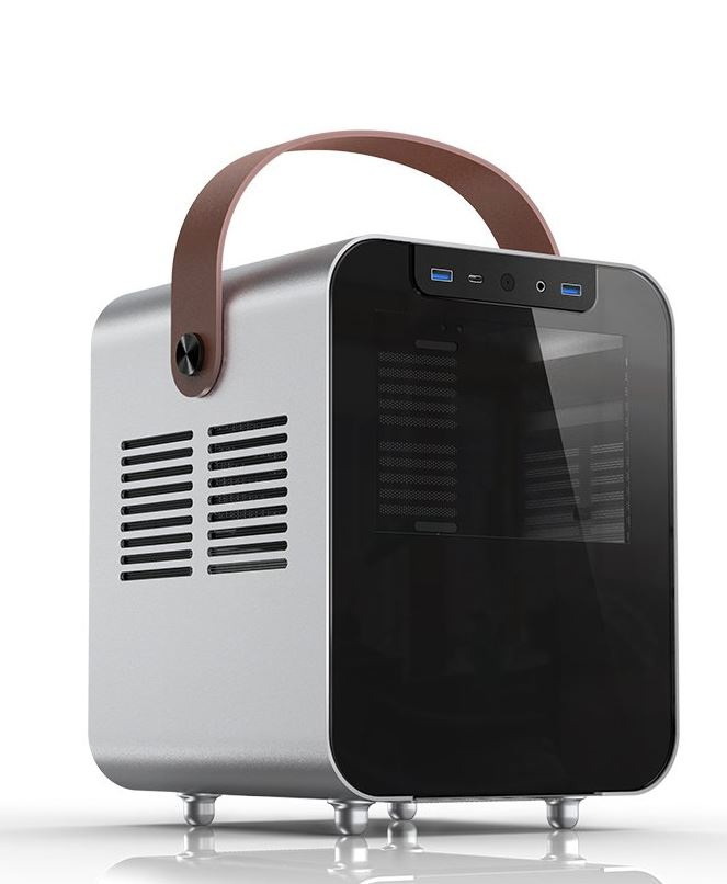 Obudowa do komputera Jonsplus BO 100 ITX, hartowane szkło srebrna