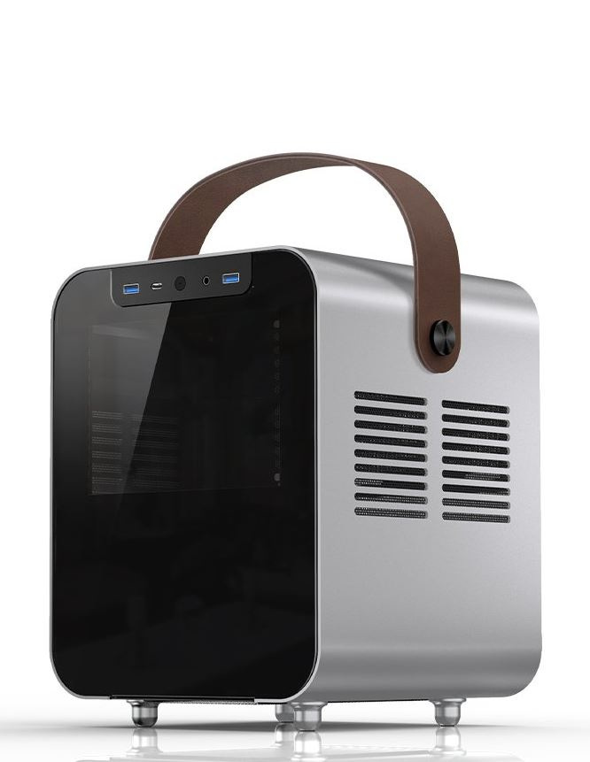 Obudowa do komputera Jonsplus BO 100 ITX, hartowane szkło srebrna