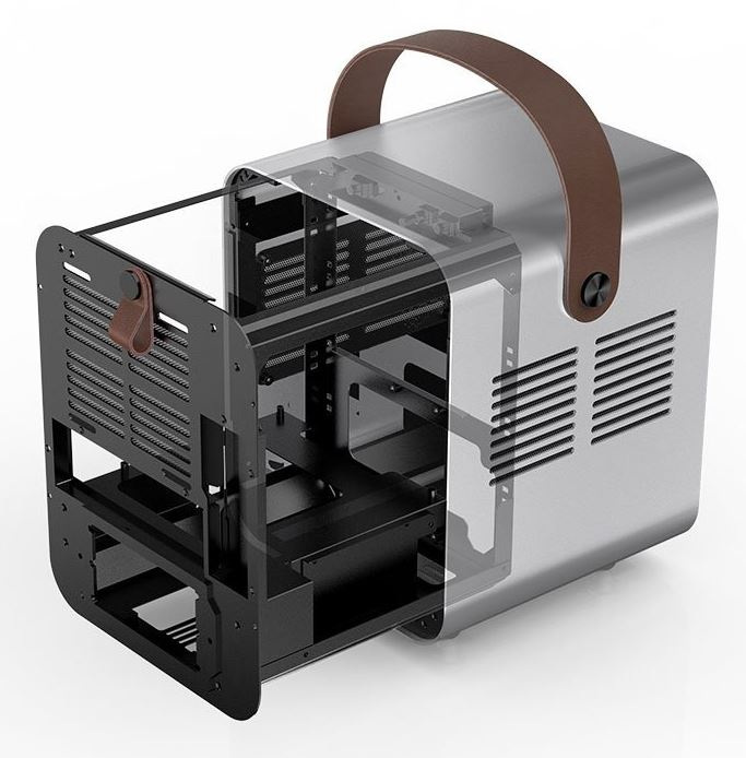 Obudowa do komputera Jonsplus BO 100 ITX, hartowane szkło srebrna