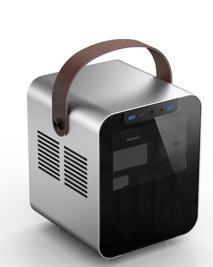 Miniatura produktu: Obudowa do komputera Jonsplus BO 100 ITX, hartowane szkło srebrna