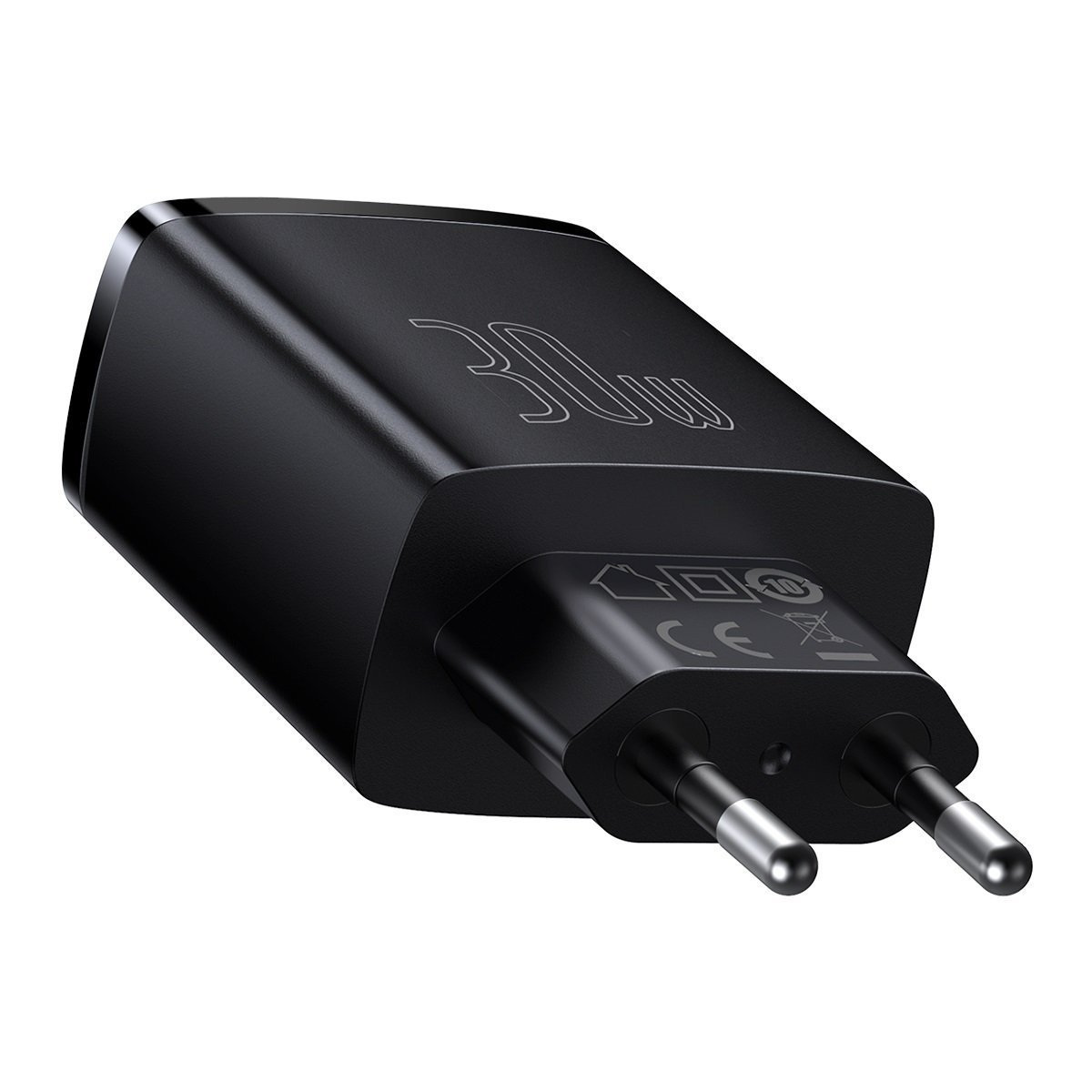 Ładowarka sieciowa Baseus Compact Quick Charger, 2x USB, 1x USB TYP-C PD, 3A, 30W - czarna (CCXJ-E01)