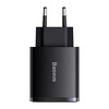 Miniatura zdjęcia: Ładowarka sieciowa Baseus Compact Quick Charger, 2x USB, 1x USB TYP-C PD, 3A, 30W - czarna (CCXJ-E01)