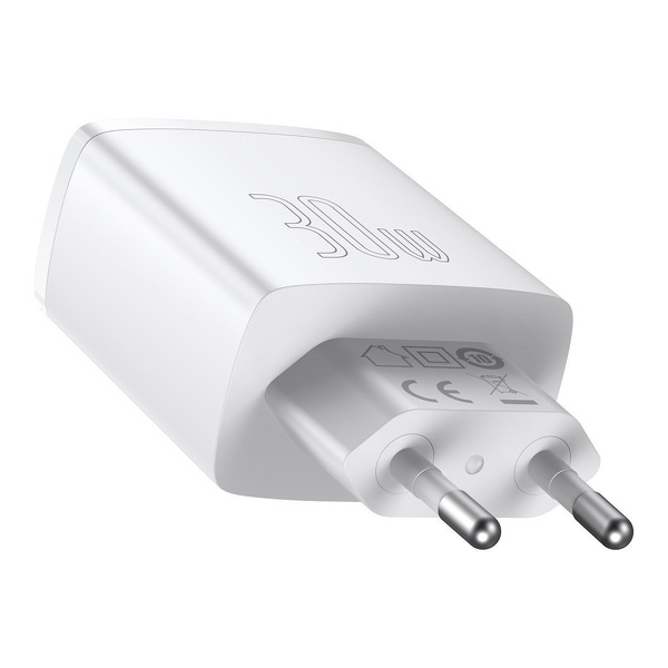 Zdjęcie produktu: Ładowarka sieciowa Baseus Compact Quick Charger, 2x USB, 1x USB TYP-C PD, 3A, 30W - biała (CCXJ-E02) Zdjęcie produktu: Ładowarka sieciowa Baseus Compact Quick Charger, 2x USB, 1x USB TYP-C PD, 3A, 30W - biała (CCXJ-E02)