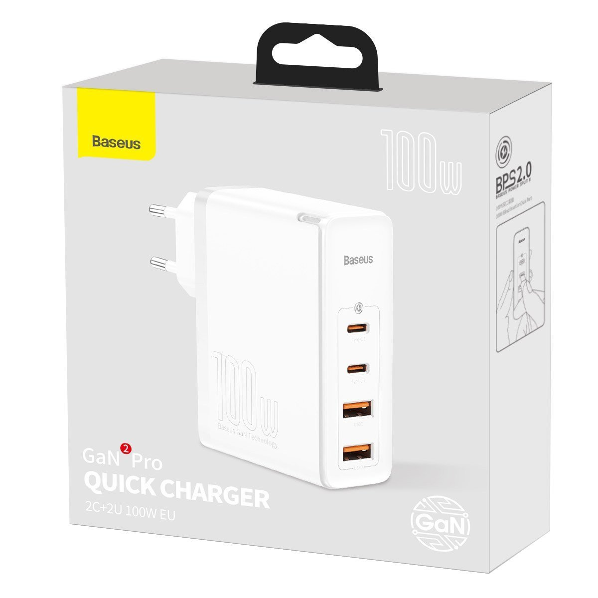 Ładowarka sieciowa Baseus GaN2 Pro 100W, 2x USB A + 2x USB Typ-C - biała (CCGAN2P-L02) Ładowarka sieciowa Baseus GaN2 Pro 100W, 2x USB A + 2x USB Typ-C - biała (CCGAN2P-L02)