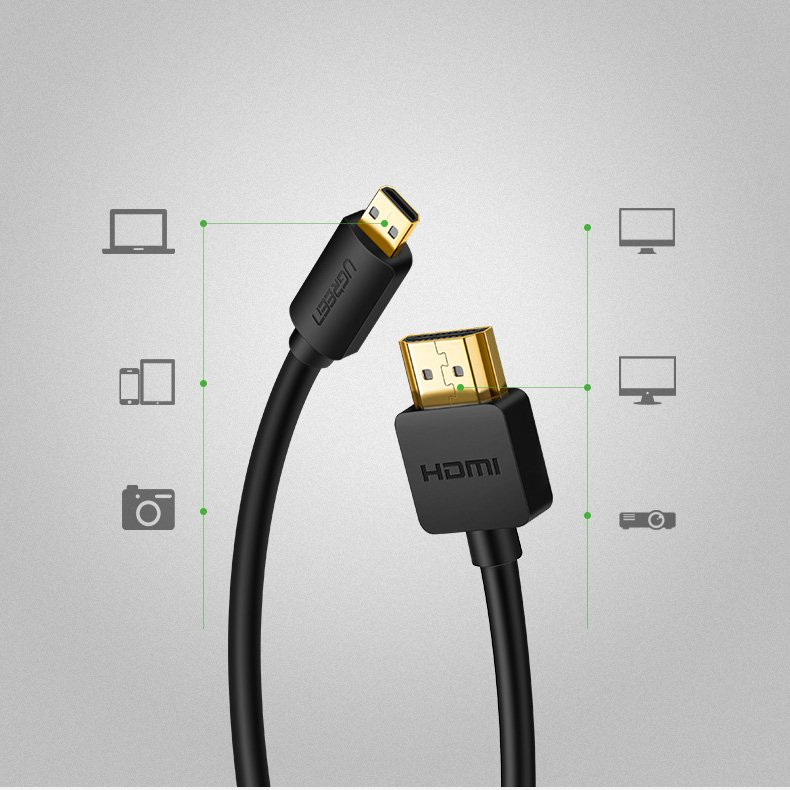 Ugreen HD127 kabel przewód HDMI - micro HDMI 19 pin 2.0v 4K 60Hz 30AWG 3m - czarny (30104)