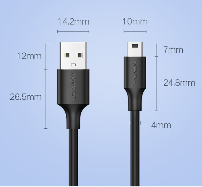 Zdjęcie produktu: Kabel mini USB - USB-A UGREEN US132, 0.5m - czarny (10354)