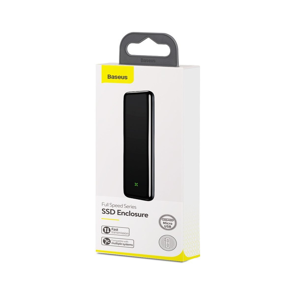 Zdjęcie produktu: Obudowa zewnętrzna na dysk SSD M.2 (SATA) Baseus Full Speed Series, Micro USB - USB-A, 5Gbps - szara (CAYPH-D0G)