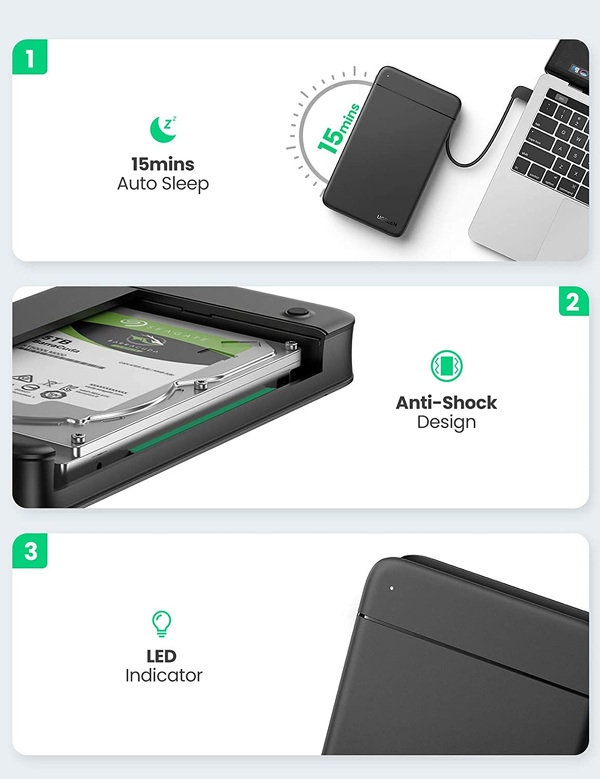 Zdjęcie produktu: Obudowa zewnętrzna na dysk 2,5" HDD/SSD UGREEN CM352, USB TYP-C (10904) Zdjęcie produktu: Obudowa zewnętrzna na dysk 2,5" HDD/SSD UGREEN CM352, USB TYP-C (10904)