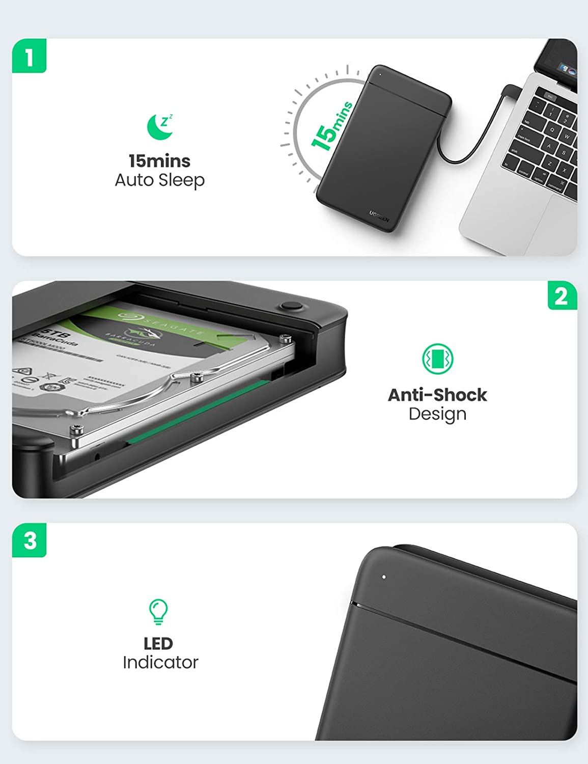 Obudowa zewnętrzna na dysk 2,5" HDD/SSD UGREEN CM352, USB TYP-C (10904) Obudowa zewnętrzna na dysk 2,5" HDD/SSD UGREEN CM352, USB TYP-C (10904)