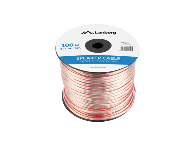 Kabel Głośnikowy 2x4.0mm2 100m Przezroczysty Lanberg