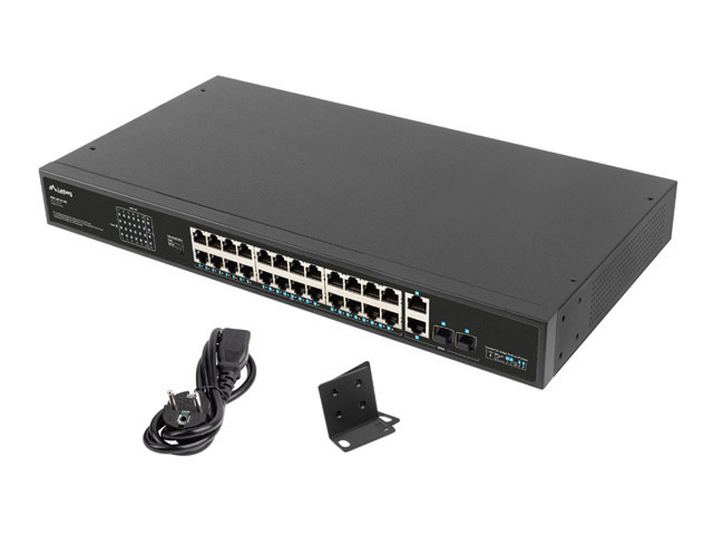 Zdjęcie produktu: Switch Lanberg 24x 100mb POE+/2x Combo Rack 19" Gigabit Ethernet 360W V2