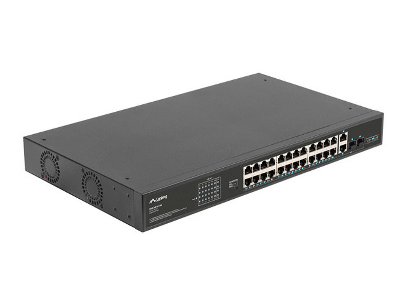Zdjęcie produktu: Switch Lanberg 24x 100mb POE+/2x Combo Rack 19" Gigabit Ethernet 360W V2