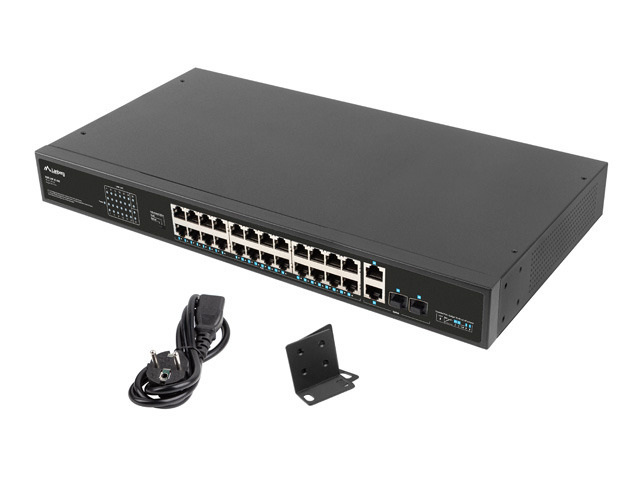 Switch Lanberg 24x 100mb POE+/2x Combo Rack 19" Gigabit Ethernet 360W V2