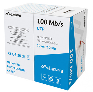 Miniatura produktu: Kabel Lan UTP 100Mb/s 305m Drut CCA Lanberg - pomarańczowy (LCU5-10CC-0305-O)