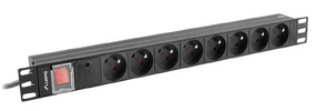 Listwa zasilająca Lanberg Rack PDU 19" 1U 16a 8x 230V Pl 2m Czarna