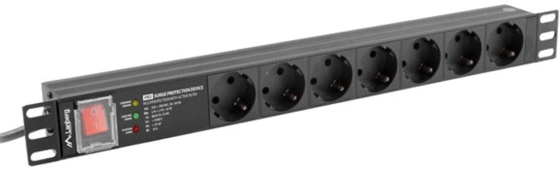 Zdjęcie produktu: Listwa zasilająca Lanberg Rack PDU Pro 19" 1U 16a 7x Schuko Spd-3mp 2m Czarna Zdjęcie produktu: Listwa zasilająca Lanberg Rack PDU Pro 19" 1U 16a 7x Schuko Spd-3mp 2m Czarna