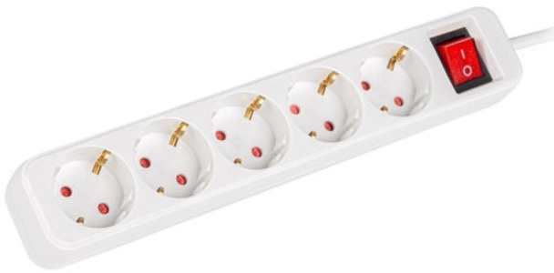 Miniatura produktu: Listwa zasilająca Lanberg 1.5m 5x 230V Schuko z Wyłącznikiem Kabel Z Pełnej Miedzi Biała